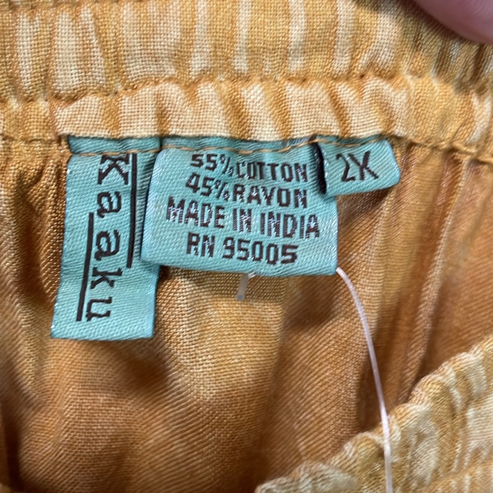 NEW Kaabu Womens Sz 2X Maxi Skirt Cotton Rayon Made in India Tan Pull On - Picture 5 of 9